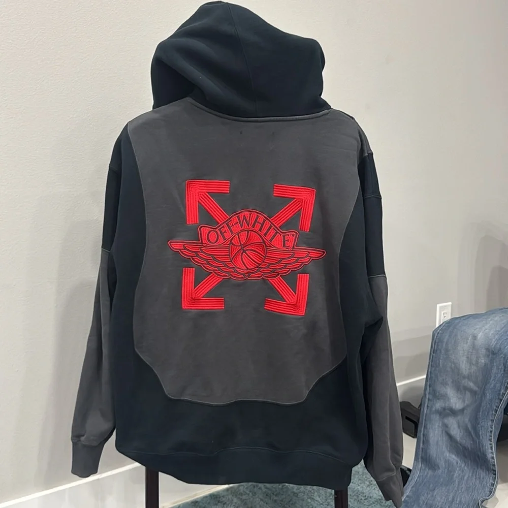 Air Jordan X Off-White Collaboration in Black Hoodie Sweatshirt.  Sz XL - Picture 4 of 16